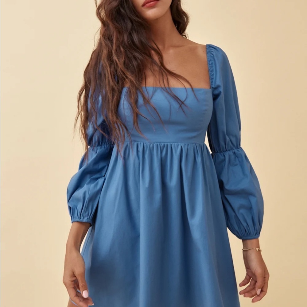 Reformation Michaela Puff-Sleeve Organic Cotton Mini Dress sz 6